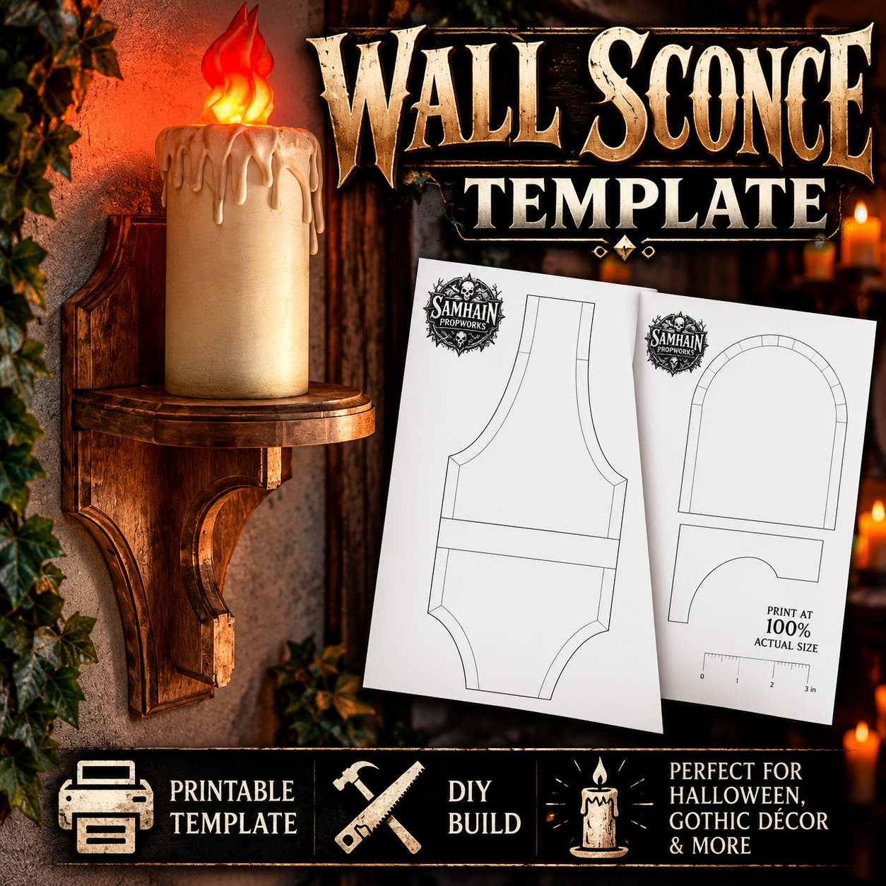 Free DIY Wall Sconce Template – Printable Candle Sconce Pattern